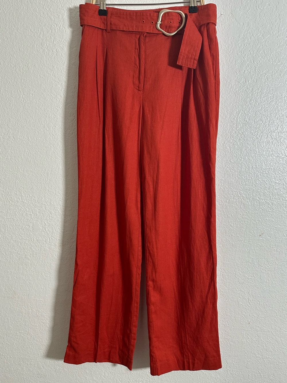 House of Harlow 1960 High-Waisted Pleated Wide Leg Linen Blend Trousers Size 4 - Picture 2 of 10